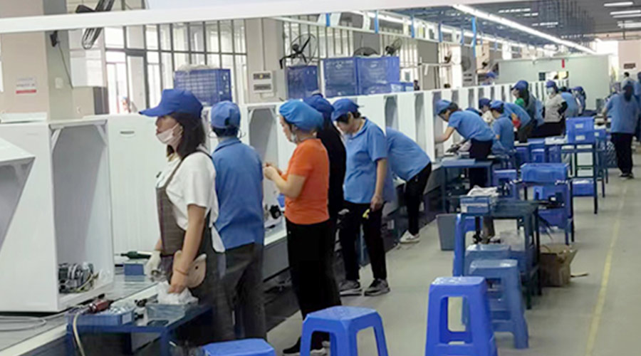 生產(chǎn)實況！金環(huán)電器開展客戶TCL滾筒衣服烘干機(jī)生產(chǎn)